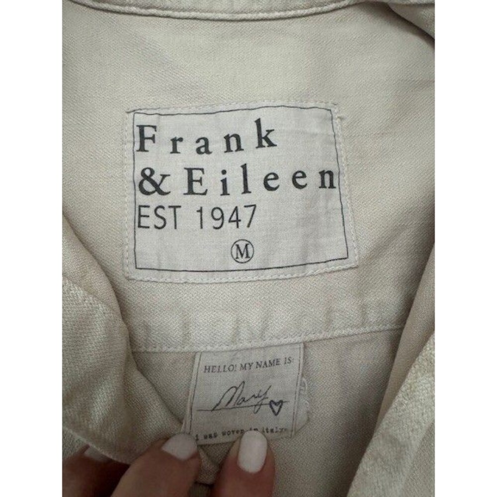 Frank & Eileen Mary Classic Shirtdress Sand Beige Cotton Size Medium Mini Length - Picture 4 of 9